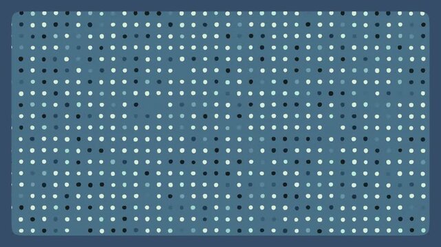 Matrice di piccoli dischi di forma irregolare con un effeto di movimento oscillante, illustrazione animata con elementi e forme geometriche astratte