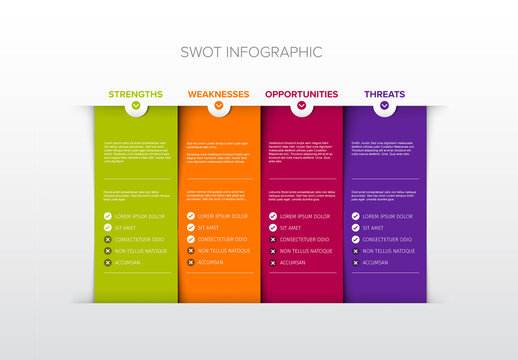 Business SWOT Analysis Infographic Template with Four Columns
