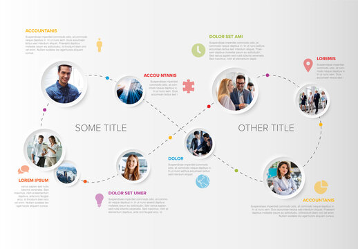 Business Infographic Template with Infinity Loop and Photo Placeholders