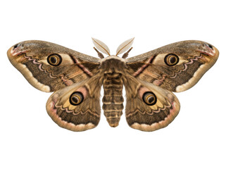 Fototapeta premium Large brown moth with eye patterns on wings