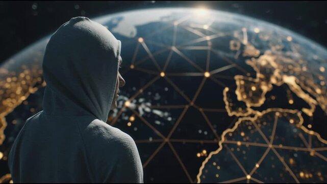 Hacker are planning to hack and attack networks and cyber security , innovative Smart city and graphs with statistics to analyze business potential and predict future developments in company growth.