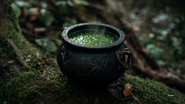 Witch making cauldron 