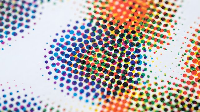 Abstract pattern of colored dots, creating a textured and dynamic visual effect. The dots are arranged in varying densities, giving a sense of depth and movement