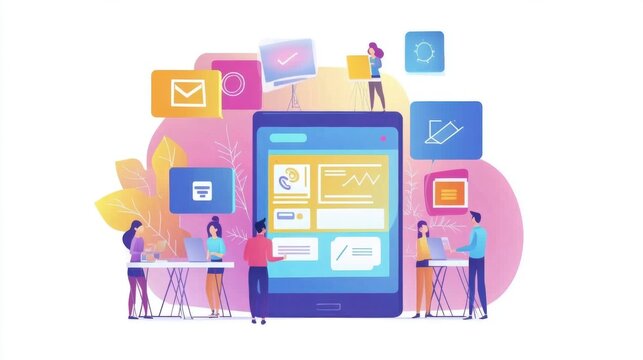 people working on mobile app development