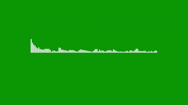 Animated white sound wave spectrum visualizer. Digital audio waveform digital frequency equalizer graphic. Pulsing music beats and elegant streaming display green screen 4k Apple Prores.