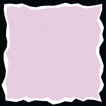 Square piece of light purple graph paper with rough torn edges on a white background