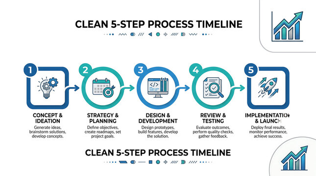Professional 5-Step Process Timeline Infographic for Supply Chain Logistics Flowchart and Business Project Management Strategy