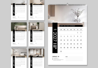 Minimal 2027 Calendar Template with Modern Interior Photography