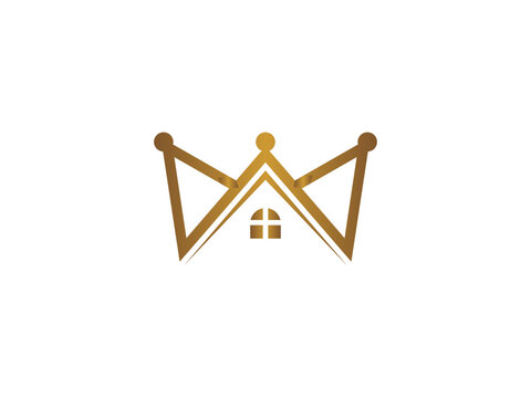 luxury w  letter crown house logo real estate realtor property business branding