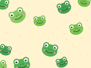 Naklejka premium Kawaii Cartoon Frogs Happy Green Pattern