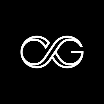 Unique, modern, and futuristic 'CG or GC' infinity loop lettermark. Elegant double-line style, ideal for software engineering, cloud tech, and media.