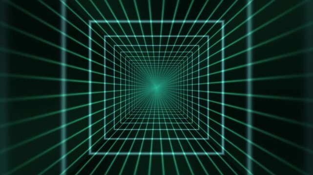 Neon Green Grid Tunnel Seamless Loop