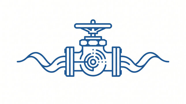 Industrial pipe valve control system vector icon for engineering and utility design
