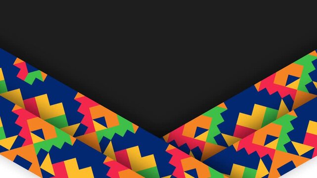 Hispanic Heritage Month Geometric Pattern Border on Dark Background Loop.