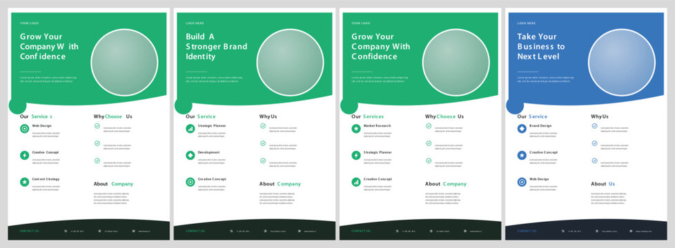 Professional corporate business flyer poster design templates featuring modern abstract layouts with customizable placeholder elements