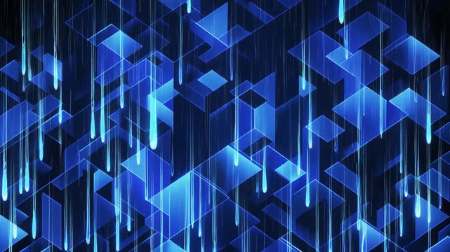 Abstract Blue Geometric Digital Data Stream Background