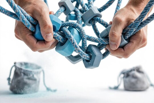 Intertwined Ropes Knot Symbolizing Connection, Challenge, and Strength