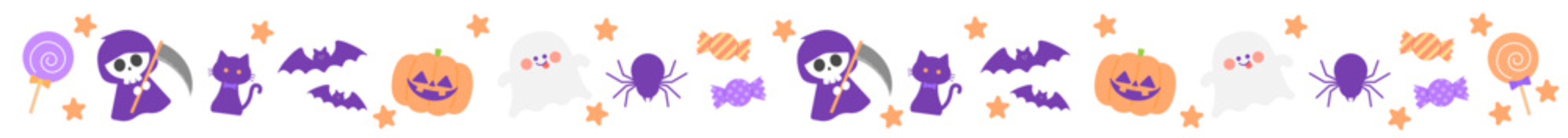 かわいいハロウィンイメージライン（鮮やか）