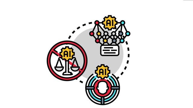 Artificial intelligence processing data, outlining ethical challenges like algorithmic bias, discrimination, and the critical importance of fair and responsible ai development for human well being
