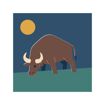 The Taurus zodiac sign in a vintage style. Vector illustration