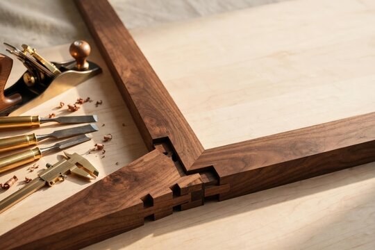 Rustic Wooden Photo Frame Mockup on Natural Wood Surface