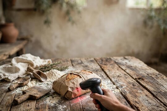 Rustic Wooden Surface with Spices and Red Medicinal Powder