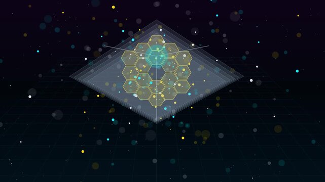 Cinematic 3D Segmented Hexagonal Space Telescope with 24K Gold Primary Mirror Array 10s 4K Loop