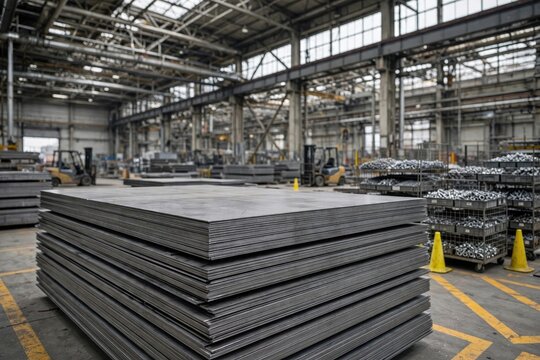 Stack of Metal Cladding Panels in Industrial Warehouse Setting