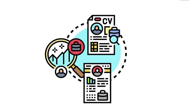 Candidate selection process involving reviewing applications, evaluating qualifications, and finding suitable professionals for employment opportunities, demonstrating the recruitment cycle