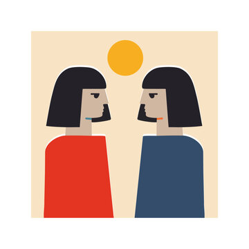 The Gemini zodiac sign in a vintage style. Vector illustration