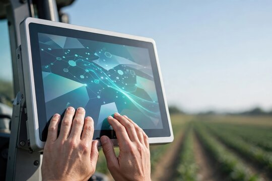 Viewing Data on Tablet in Agricultural Field