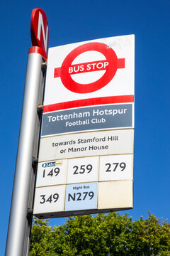 Bus Stop at Tottenham Hotspur Football Club in North London, UK