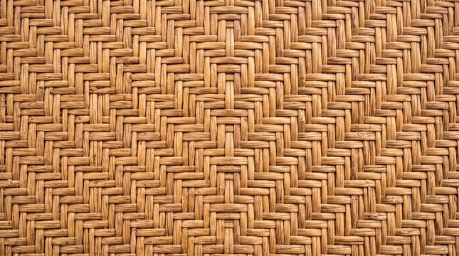 Natural Woven Wicker Texture with Geometric Pattern Background