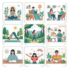 Fototapeta premium Outdoor Adventure and Camping Illustration Set
