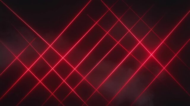 Futuristic laser grid with glowing red beams pulsating in a high tech digital environment