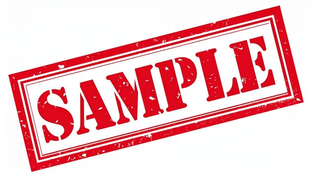 Sample Red Rubber Stamp Graphic Grungy Rectangular Preview Seal Isolated on White Background