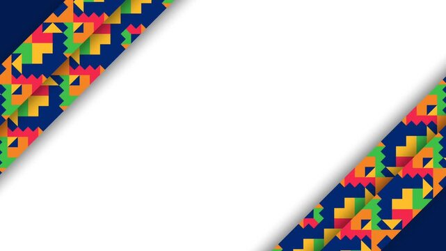 Mexican Folk Art Inspired Colorful Geometric Frame Background for Hispanic Heritage Month.