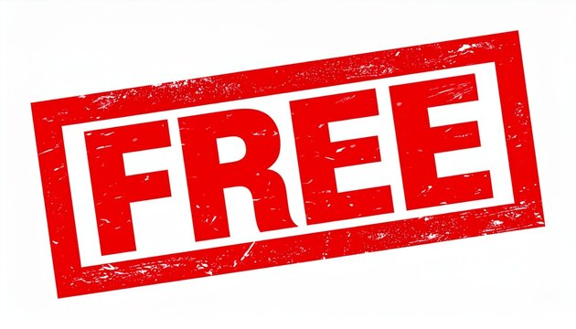Free Red Rubber Stamp Graphic Grungy Rectangular Promotional Seal Isolated on White Background