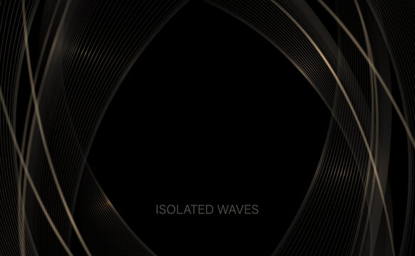 Isolated design elements. Illustration with gold waves and glitter.