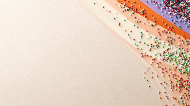 Colorful sprinkles scattered across a light background, creating a playful and vibrant composition