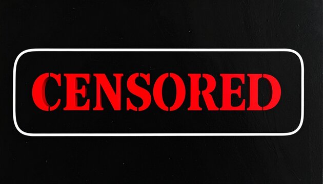 Censored Red Neon Sign Graphic Illuminated Black Rectangular Frame Text Box