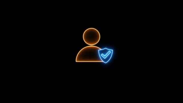 Neon-style authentication icon symbolizing identity verification, secure login, and user validation. Glowing futuristic design ideal for dark mode UI, cybersecurity apps, fintech platforms,