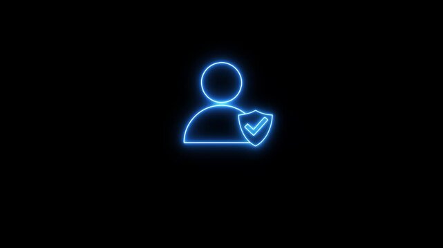Neon-style authentication icon symbolizing identity verification, secure login, and user validation. Glowing futuristic design ideal for dark mode UI, cybersecurity apps, fintech platforms,