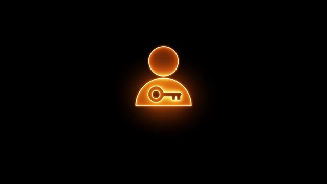 Neon-style access icon representing secure entry, user permissions, and system login. Glowing futuristic design ideal for dark mode UIs, cybersecurity apps, tech dashboards, and gaming