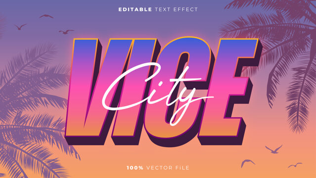 Vice City Style Editable Display Vector Text Effect