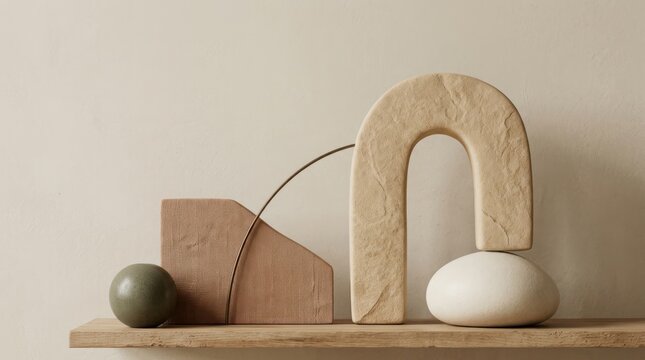 Abstract geometric shapes composition neutral tones