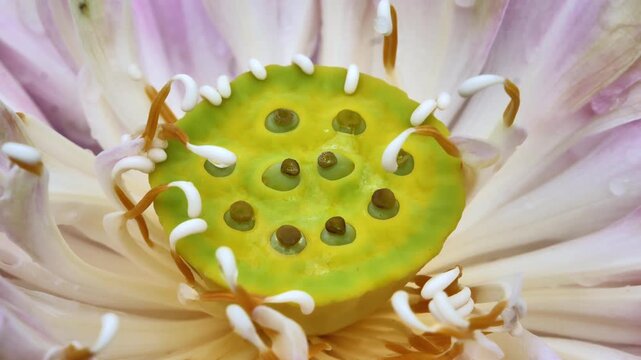 Close-up of lotus flower stamens