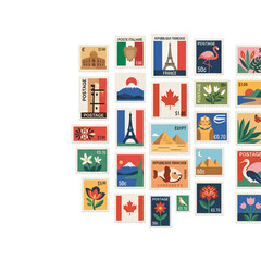 Fototapeta premium Colorful Collection of International Flag Stickers and Symbols.