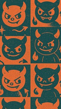 Playful devilish cartoon pattern mobile wallpaper