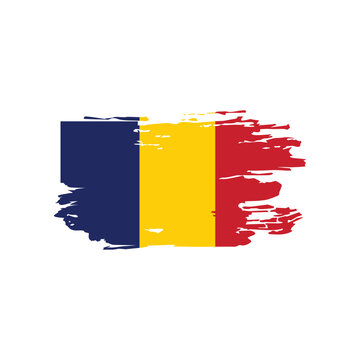 Chad Flag Brush Stroke Design with Grunge Paint Effect